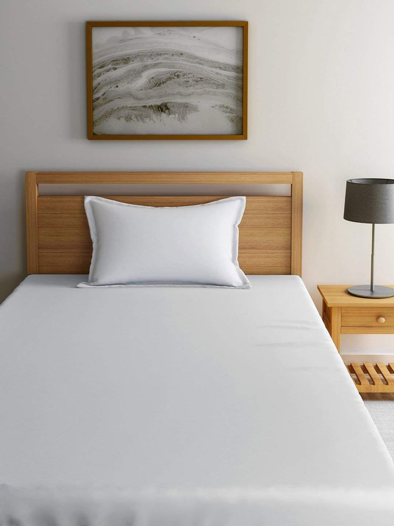 BDWEAVES BD Weaves Cotton Solid/Plain White Bedsheet For Single Bed - Image 1