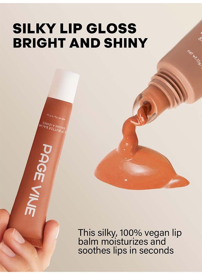 PAGE VINE Lip Butter Balm - Lip Conditioning Lip Mask and Lip Balm for Instant Moisture, Shine and Hydration - Sheer-Tinted, Soothing Lip Care #06 - Image 5