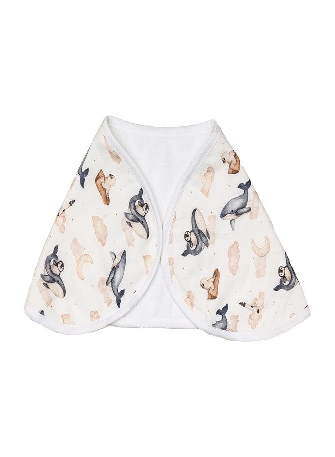 Cugo Organic Cotton and Bamboo Baby Burp Cloth, Dual-Layer Design with Muslin and Terry Cotton (Dreamy Whale) - Image 5