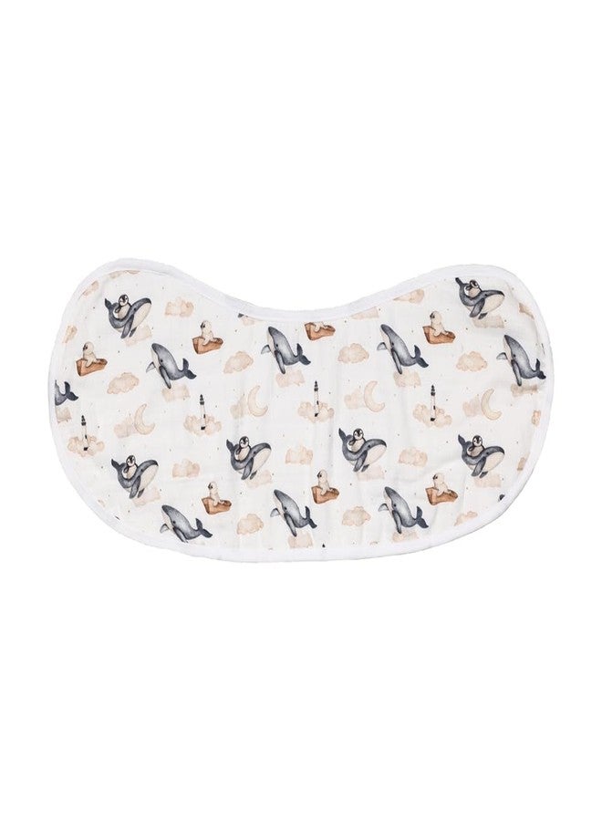 Cugo Organic Cotton and Bamboo Baby Burp Cloth, Dual-Layer Design with Muslin and Terry Cotton (Dreamy Whale) - Image 3