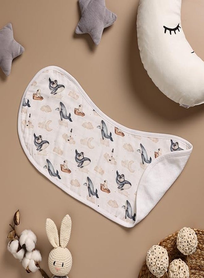 Cugo Organic Cotton and Bamboo Baby Burp Cloth, Dual-Layer Design with Muslin and Terry Cotton (Dreamy Whale) - Image 1