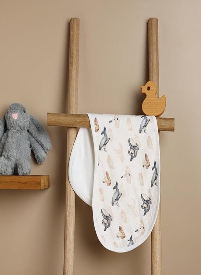 Cugo Organic Cotton and Bamboo Baby Burp Cloth, Dual-Layer Design with Muslin and Terry Cotton (Dreamy Whale) - Image 2