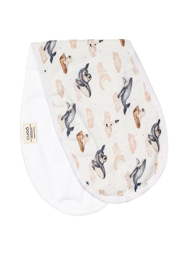 Cugo Organic Cotton and Bamboo Baby Burp Cloth, Dual-Layer Design with Muslin and Terry Cotton (Dreamy Whale) - Image 4