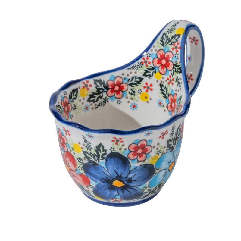 ALMA 18oz Microwavable Soup Bowl with Loop Handle, Handpainted Decorative Mug Big Handle, Ceramic Soup bowl for Mother, Cereal Bowl Great for Fruits, Chili, Stew, Ice cream - Image 1