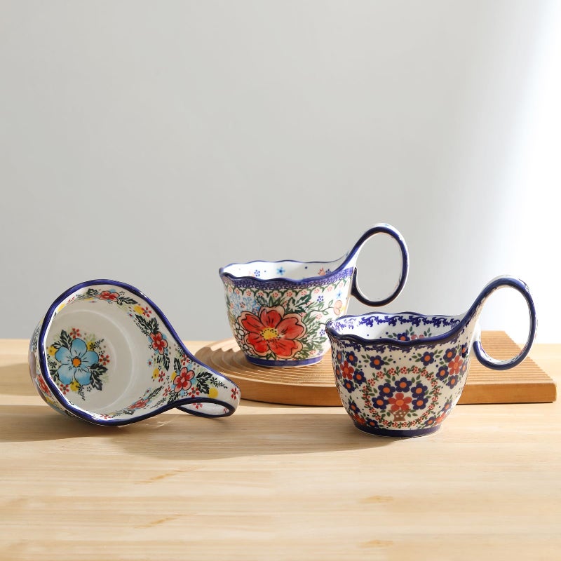 ALMA 18oz Microwavable Soup Bowl with Loop Handle, Handpainted Decorative Mug Big Handle, Ceramic Soup bowl for Mother, Cereal Bowl Great for Fruits, Chili, Stew, Ice cream - Image 2