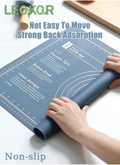 LEOKOR 2 Pcs Silicone Baking Mat, Reusable Nonstick Bakeware Mats with Rolling Pin, Food Grade Silicone Dough Rolling Mat For Making Cookies, Multipurpose Mat, Countertop Mat, 40*60CM Blue  - Image 5