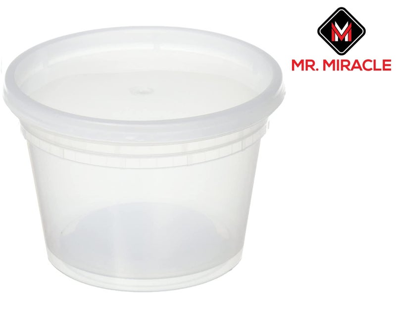 Mr. Miracle Mr Miracle 16 oz Clear Deli Containers with Lids. Pack of 12. Airtight Reusable Plastic Food and Multi-Purpose Containers. Microwave, Freezer and Dishwasher Safe - Image 2
