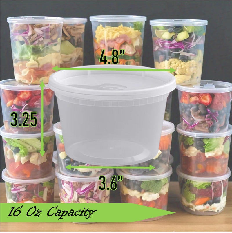 Mr. Miracle Mr Miracle 16 oz Clear Deli Containers with Lids. Pack of 12. Airtight Reusable Plastic Food and Multi-Purpose Containers. Microwave, Freezer and Dishwasher Safe - Image 3