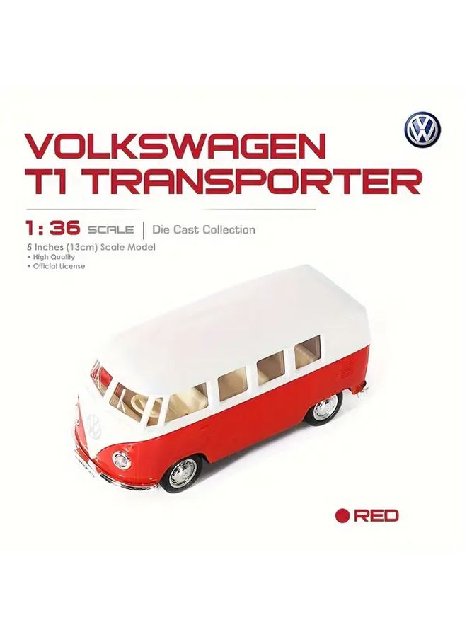 RMZ CiTY 1 36 Scale Die Cast Volkswagen T1 Transporter Model Zinc Alloy Pull Back Car Bus Red - Image 5