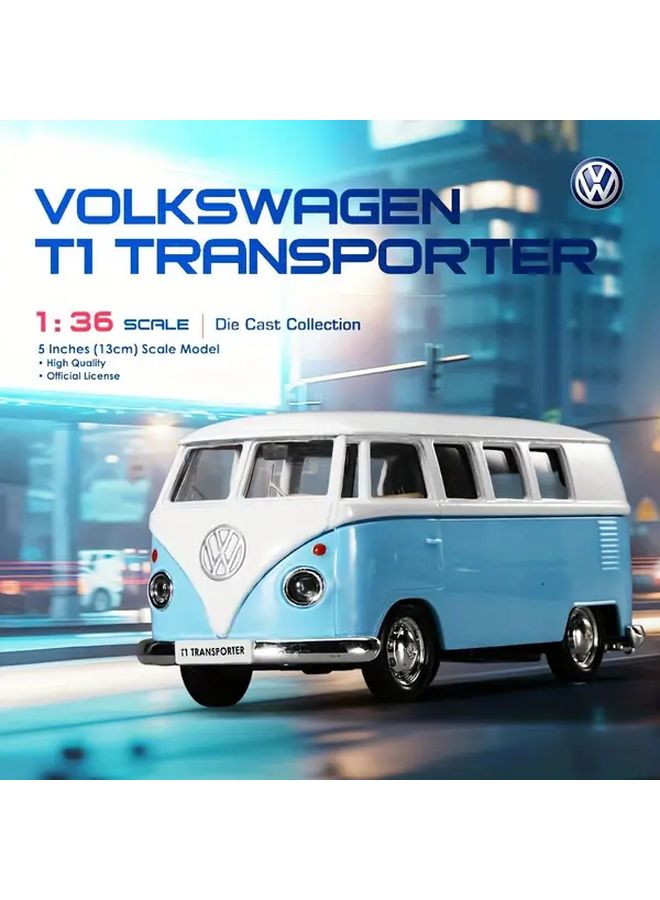 RMZ CiTY 1 36 Scale Die Cast Volkswagen T1 Transporter Model Zinc Alloy Pull Back Car Bus Red - Image 1