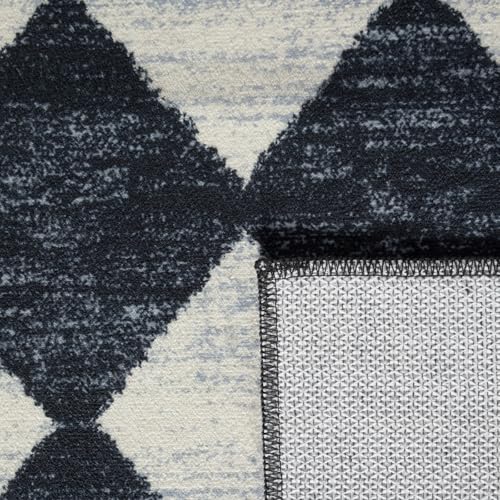 La Home Lahome Moroccan Trellis Area Rug - 2x3 Printed Small Black Checkered Entryway Rug Non Slip Kitchen Mat, Stain Resistance Indoor Modern Floor Soft Throw Carpet for Front Door Bathroom Sink Bedroom - Image 3