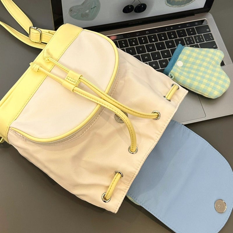 Guangzhou Factory Small Backpack 2023 Small Bag Double Shoulder Small Backpack For Women Color-Blocking Artistic Style Mother-Daughter Bag - Image 5