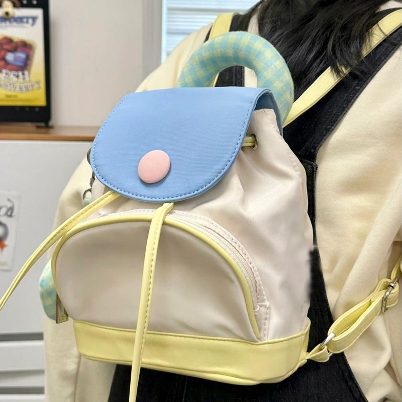 Guangzhou Factory Small Backpack 2023 Small Bag Double Shoulder Small Backpack For Women Color-Blocking Artistic Style Mother-Daughter Bag - Image 3