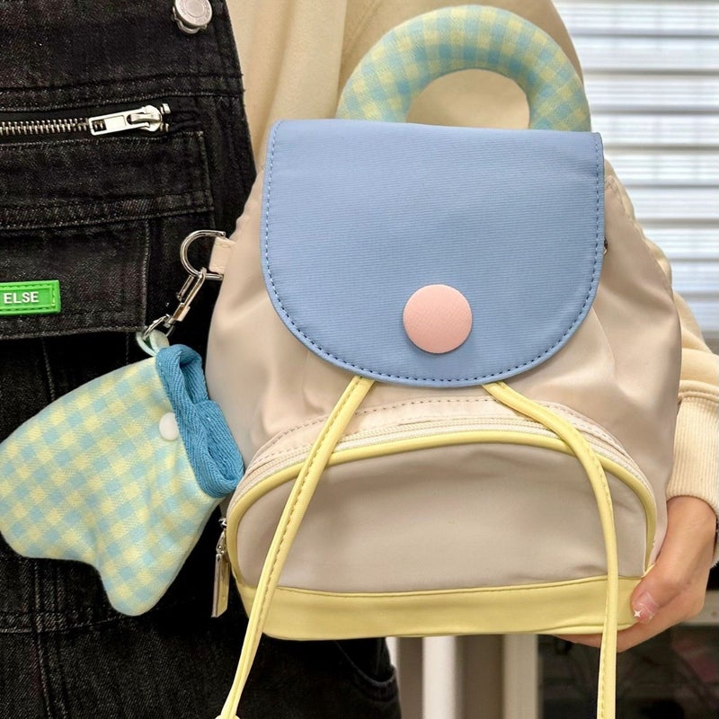 Guangzhou Factory Small Backpack 2023 Small Bag Double Shoulder Small Backpack For Women Color-Blocking Artistic Style Mother-Daughter Bag - Image 4