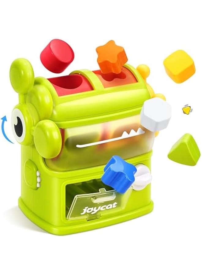 Monster Eating The Shapes, Interactive Shape Sorter Toy for Toddlers 1-3, with 6 Rattle Shape Blocks and 2 Levers, Montessori Color Matching  Sorting Learning Toys, Gifts for 1 2 3 Year Old - Image 1