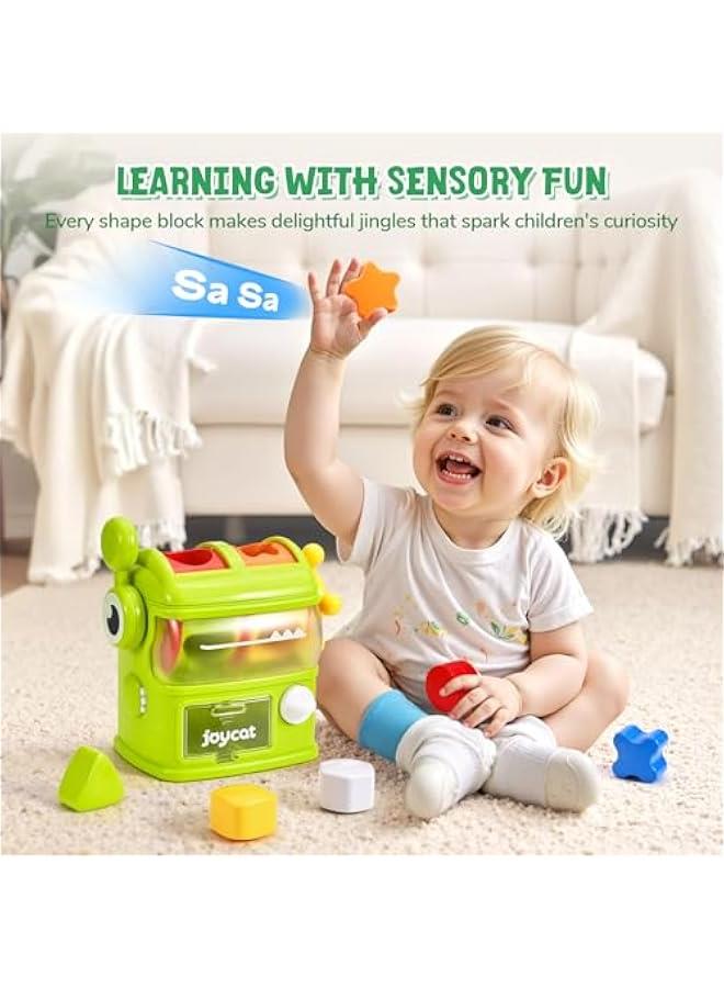 Monster Eating The Shapes, Interactive Shape Sorter Toy for Toddlers 1-3, with 6 Rattle Shape Blocks and 2 Levers, Montessori Color Matching  Sorting Learning Toys, Gifts for 1 2 3 Year Old - Image 5