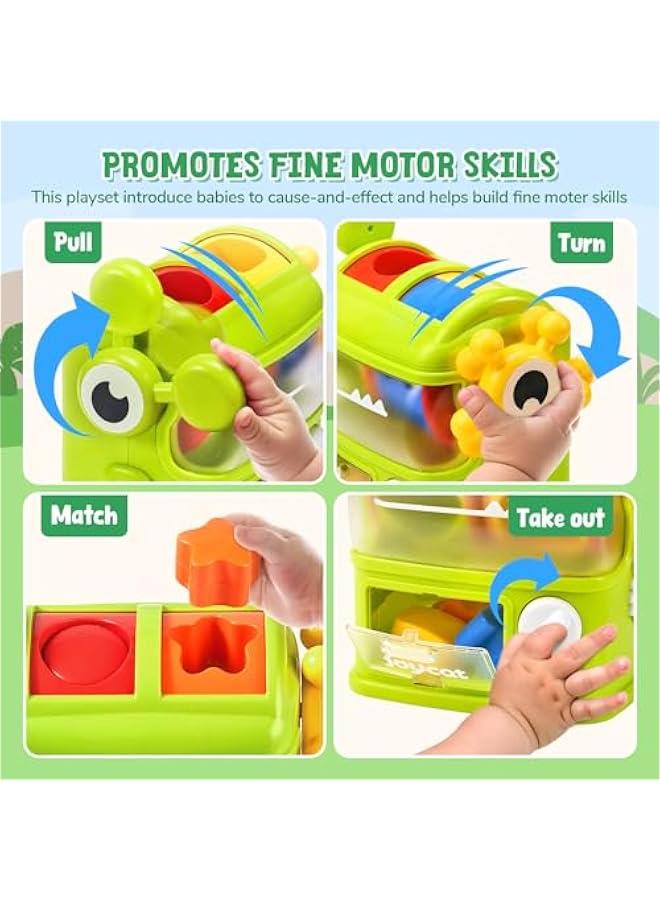 Monster Eating The Shapes, Interactive Shape Sorter Toy for Toddlers 1-3, with 6 Rattle Shape Blocks and 2 Levers, Montessori Color Matching  Sorting Learning Toys, Gifts for 1 2 3 Year Old - Image 2