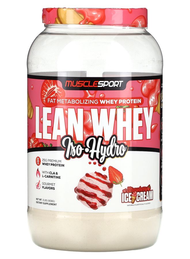 MUSCLESPORT Lean Whey Iso-Hydro Strawberry Ice Cream 2 lbs (908 g)