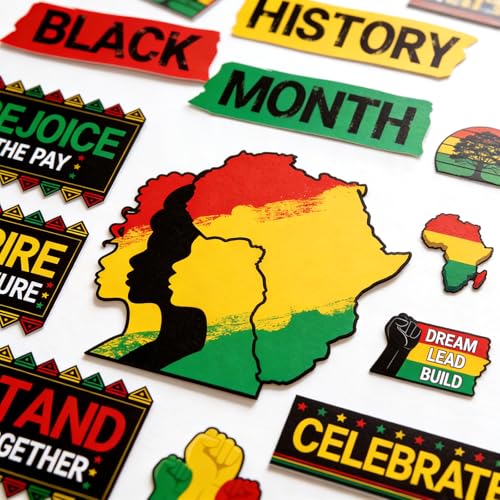 Yewfold 22 Pcs Black History Month Bulletin Board Decoration Set, African American Inspirational Cutouts, Black History Month Door Decorations for Classroom Office Home Celebration - Image 5