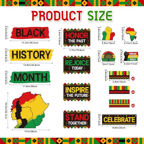 Yewfold 22 Pcs Black History Month Bulletin Board Decoration Set, African American Inspirational Cutouts, Black History Month Door Decorations for Classroom Office Home Celebration - Image 2