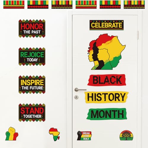 Yewfold 22 Pcs Black History Month Bulletin Board Decoration Set, African American Inspirational Cutouts, Black History Month Door Decorations for Classroom Office Home Celebration - Image 4