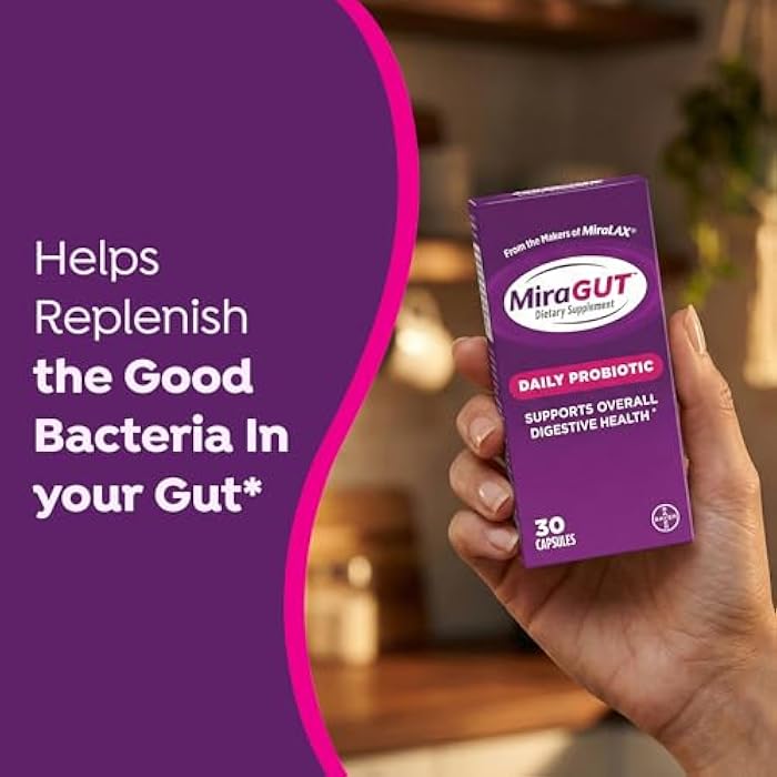 MiraLAX MiraGUT Daily Probiotic, from the Makers of MiraLAX, Probiotics for Digestive Health, Gluten-Free Supplement, Probiotic for Women and Men, Support Overall Digestive Health, 30 Ct - Image 3