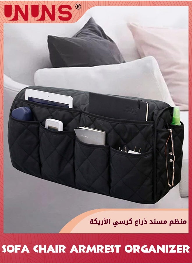 UNUNS 2-In-1 Waterproof Armrest Covers Sofa Arm Organizer,Anti-Slip Recliner Couch Armchair Slipcover With 14 Pockets For Tablet Magazines TV Remote Holder  - Image 1