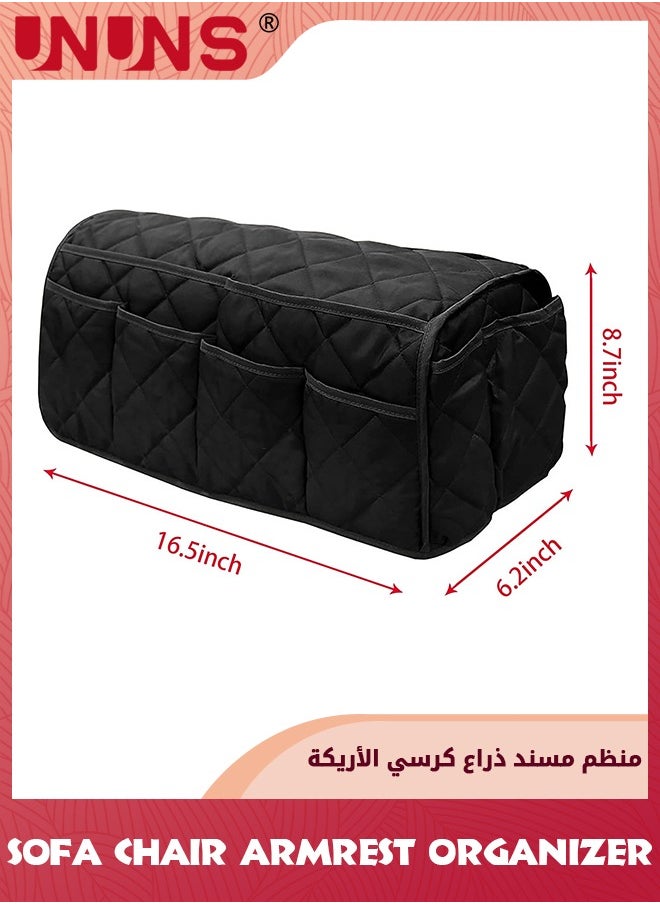 UNUNS 2-In-1 Waterproof Armrest Covers Sofa Arm Organizer,Anti-Slip Recliner Couch Armchair Slipcover With 14 Pockets For Tablet Magazines TV Remote Holder  - Image 4