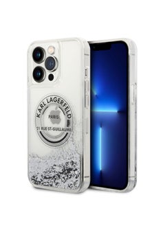Karl Lagerfeld Karl lagerfeld Liquid Glitter Case Round Rsg Logo For iPhone 14 Pro Max - Silver [ KLHCP14XLCRSGRS ]  - Image 4