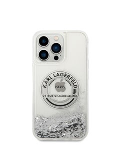 Karl Lagerfeld Karl lagerfeld Liquid Glitter Case Round Rsg Logo For iPhone 14 Pro Max - Silver [ KLHCP14XLCRSGRS ]  - Image 1