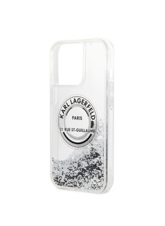 Karl Lagerfeld Karl lagerfeld Liquid Glitter Case Round Rsg Logo For iPhone 14 Pro Max - Silver [ KLHCP14XLCRSGRS ]  - Image 2