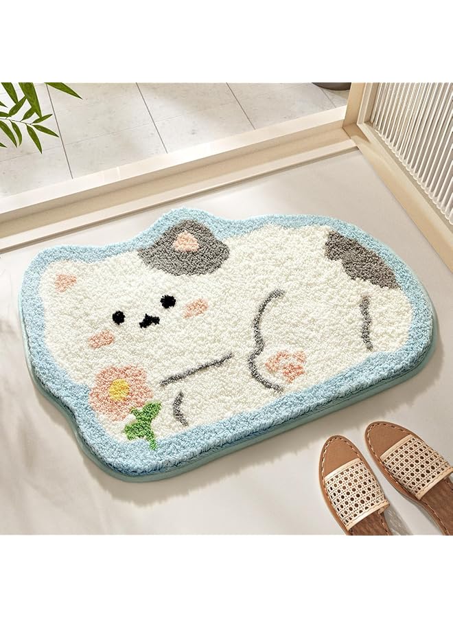 erorex Cartoon Animal Bathroom Rug Thick Plush Bath Mat Cute Microfiber Area Rug Quick Dry Door Mat Anti Slip Washable Shower Rug 19 X 27 Inches Cat - Image 1