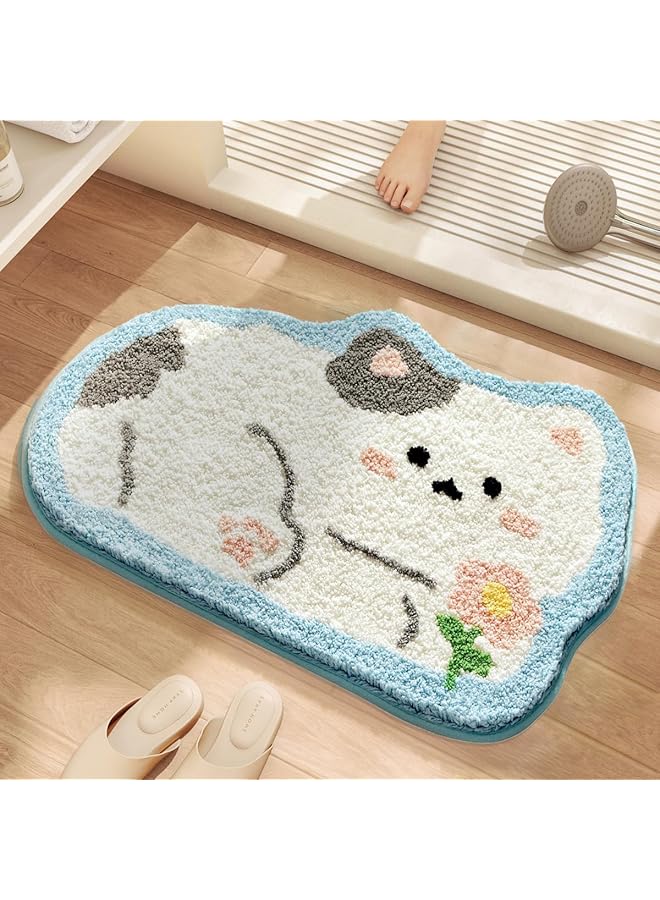 erorex Cartoon Animal Bathroom Rug Thick Plush Bath Mat Cute Microfiber Area Rug Quick Dry Door Mat Anti Slip Washable Shower Rug 19 X 27 Inches Cat - Image 3