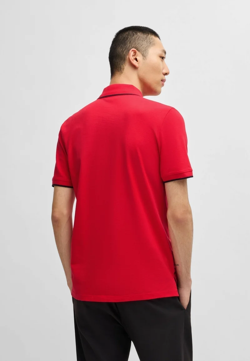 HUGO Stretch-cotton slim-fit polo shirt with printed logo