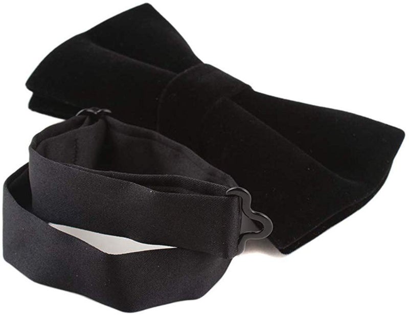canjoyn Mens Velvet Bow Tie Solid Color Formal Tuxedo Banquet Bowtie Pre-Tied Bow Tie - Image 3