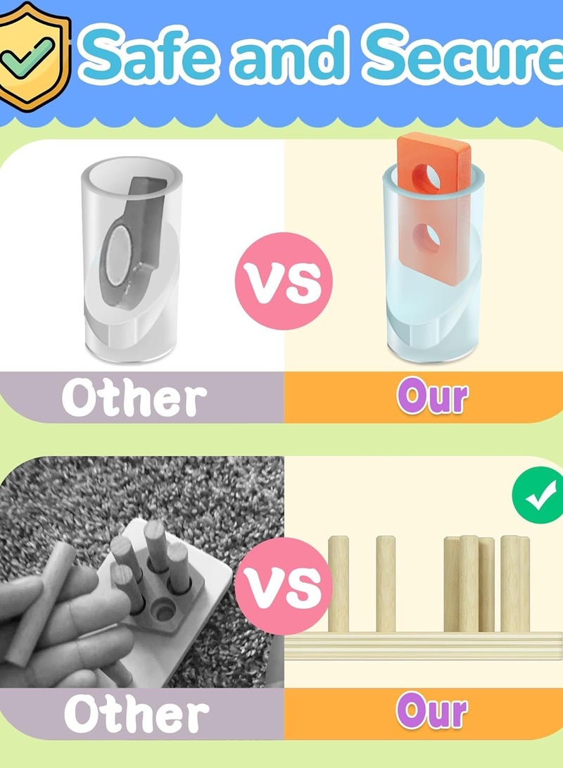 WHITE GAINS Montessori Toys for Toddlers 3+, Educational Puzzles, Wooden Sorting & Stacking Blocks, Sensory Toys for 3+ Year Olds, Building Blocks, Motor Skills Development, Birthday Gift for Boys & Girls - Image 3