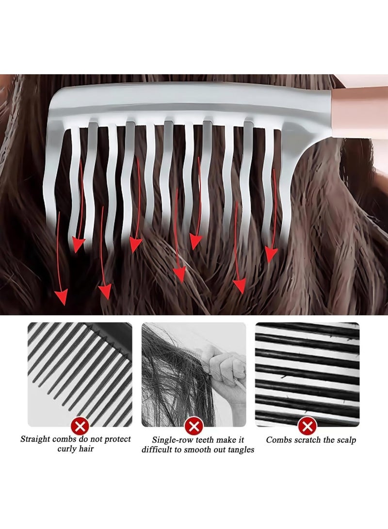 Double Row Wide Tooth Curl Comb - Professional No Pull Detangling Tool for Curly, Wavy, and Long Hair - Premium Quality Styling Comb for Hair Care and Prevent Breakage - Image 5