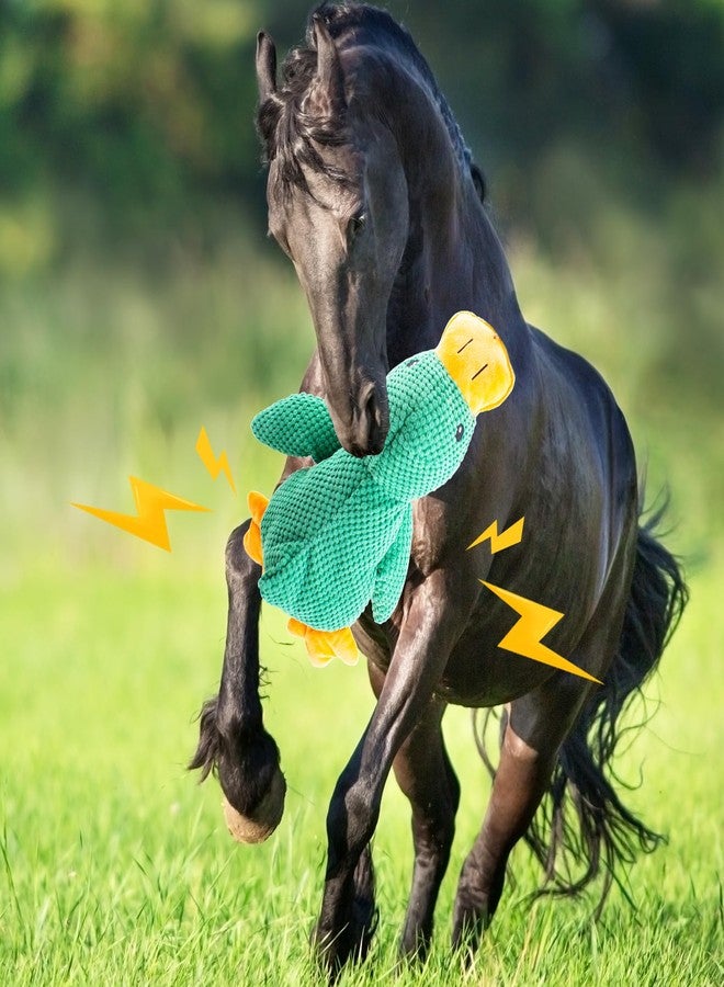 OOXYG Horse Toys Squeaky Squeeze Plush Duck, Interactive Squeaky Duck Toy for Horses to Play with, Hanging Plush Enrichment Toys for Horses Goat to Prevent Boredom-Green - Image 2