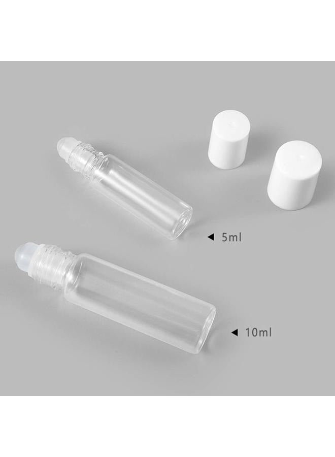 Teensery 12 Pcs Clear Glass Roller Bottles Empty Refillable Essential Oil Roll-on Bottles Cosmetic Sample Storage Container Vial with Glass Roller Ball for Essential Oil Aromatherapy Perfume Eye Essence (10ML) - Image 5