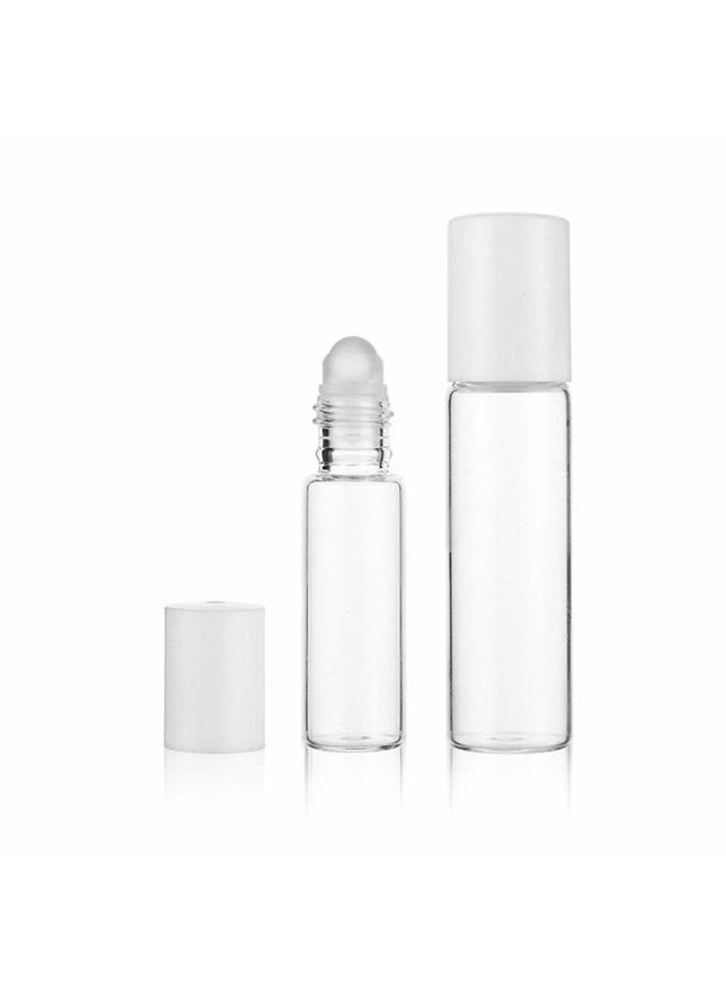 Teensery 12 Pcs Clear Glass Roller Bottles Empty Refillable Essential Oil Roll-on Bottles Cosmetic Sample Storage Container Vial with Glass Roller Ball for Essential Oil Aromatherapy Perfume Eye Essence (10ML) - Image 2
