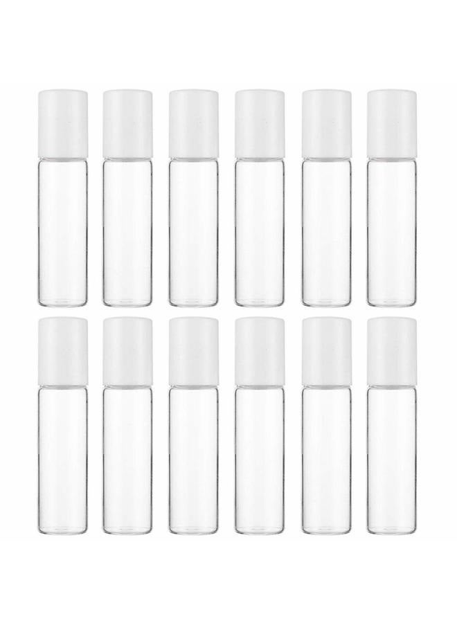 Teensery 12 Pcs Clear Glass Roller Bottles Empty Refillable Essential Oil Roll-on Bottles Cosmetic Sample Storage Container Vial with Glass Roller Ball for Essential Oil Aromatherapy Perfume Eye Essence (10ML) - Image 1