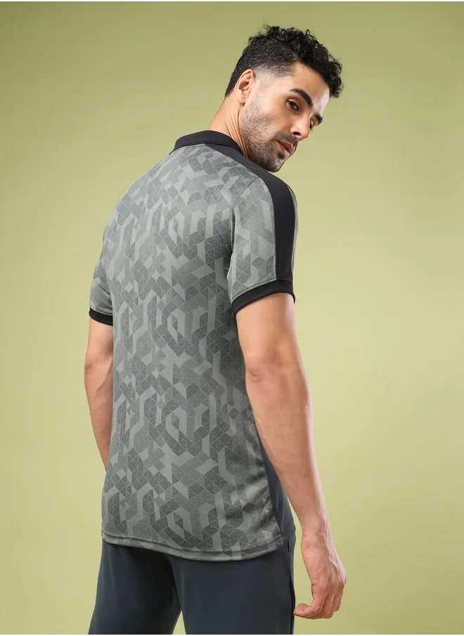 Technosport Color Block Printed Slim Fit Polo by Styli