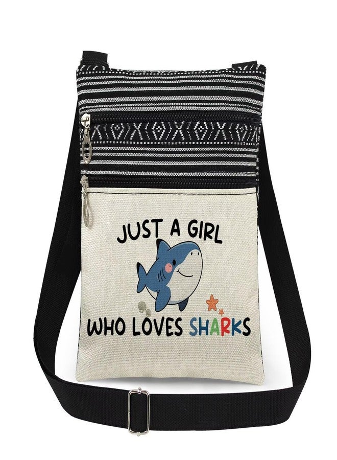 XiaoGalaee Shark Lover Adjustable Shoulder Strap Crossbody Bag For She Who Loves Sharks Print Messenger Bag with Colorful Text for Ocean Adults Christmas Fun Gift for Her Birthday Gift for women - Image 1