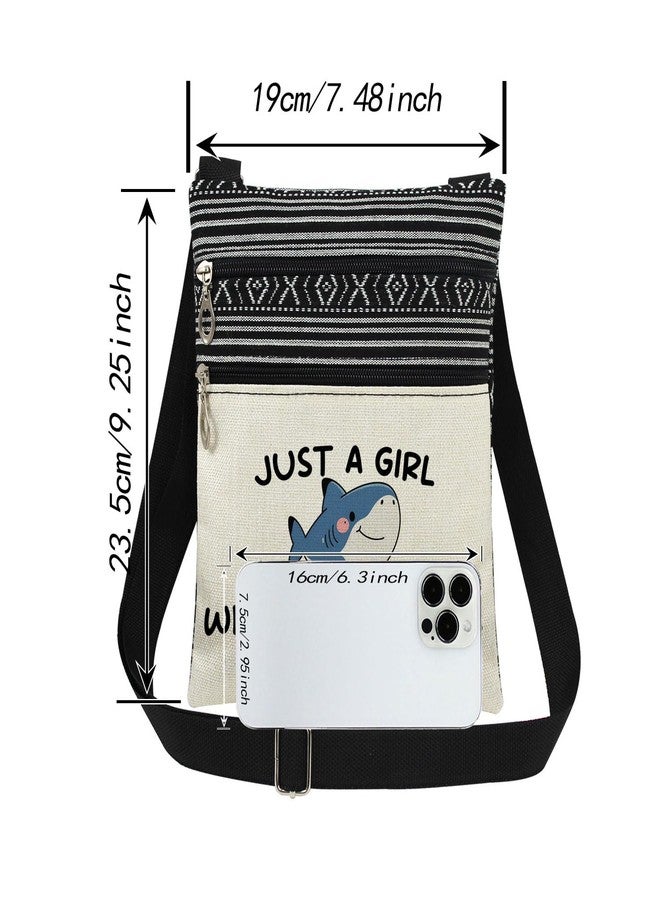XiaoGalaee Shark Lover Adjustable Shoulder Strap Crossbody Bag For She Who Loves Sharks Print Messenger Bag with Colorful Text for Ocean Adults Christmas Fun Gift for Her Birthday Gift for women - Image 2