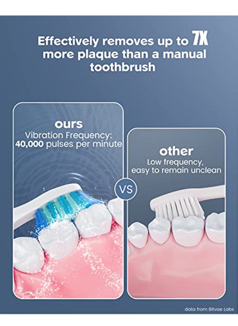 Bitvae - Bitvae Electric Toothbrushes 2 Pack Sonic Toothbrush with Holders, Dual Ultrasonic Electronic Toothbrush 8 Brush Heads 5 Modes, Rechargeable Power Toothbrush for 30 Days Using, Black & White - Image 1