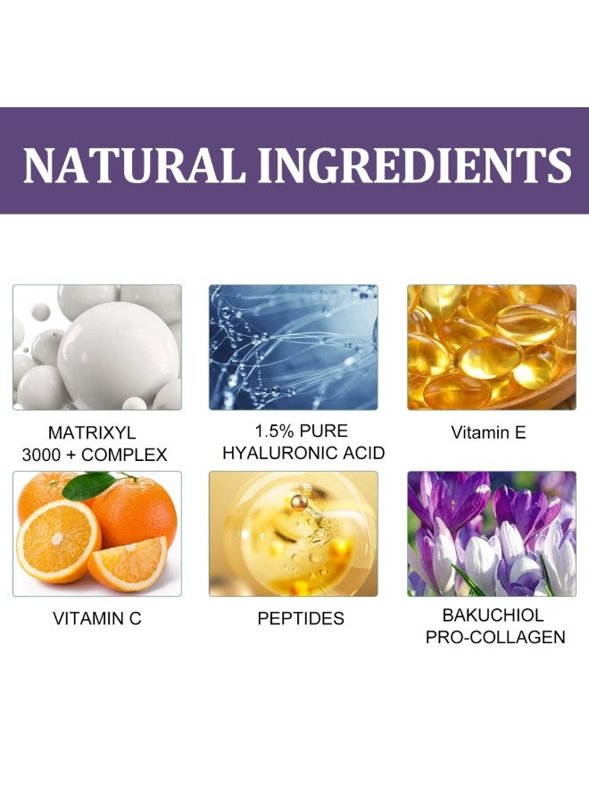 Jaysuing Bakuchiol Flawless Skin Anti aging Serum Moisturizing Repair Skin Anti Wrinkle Firming Fine Lines Face Serum Shrink Pores Skin Care Brighten Nourish Facial Essence Collagen Bakuchiol Serum 30ml - Image 3