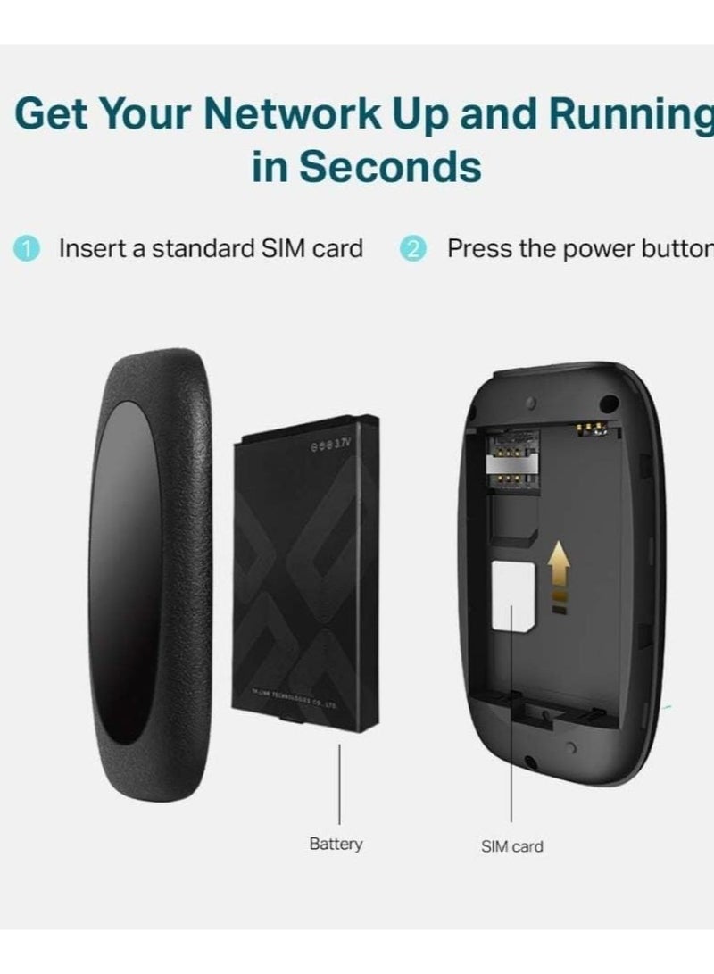4G LTE 150Mbps Mobile Wi Fi M7200 Mobile Hot Spot, Plug n Play 150Mbps 4G FDD TDD LTE, Upto 10 Devices, 2000mAh Battery Compatible with All Sim Cards, Black  - Image 4