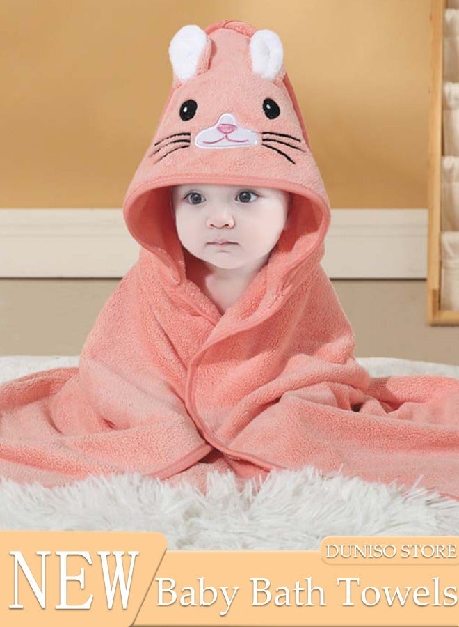 DUNISO Baby Bath Towels Newborn Hooded Baby Towel Ultra Absorbent and Soft Cotton Hooded Washcloth for Baby Toddler Infant Unisex Hooded Baby Bath Towel - Image 1