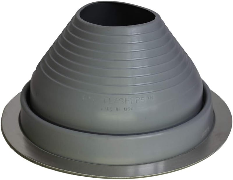 Flashers #6 Grey EPDM Round Flexible Roof Jack Pipe Boot Metal Roofing Pipe Flashing (Pipe OD 5" to 9") - 100% Made in The USA - Image 1
