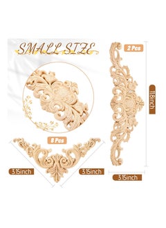 SYOSI Wood Appliques, Decorative Wood Applique DIY Wood Appliques and Onlays for Bed Door Cabinet Wardrobe Furniture Decoration 10 Pieces  - Image 2